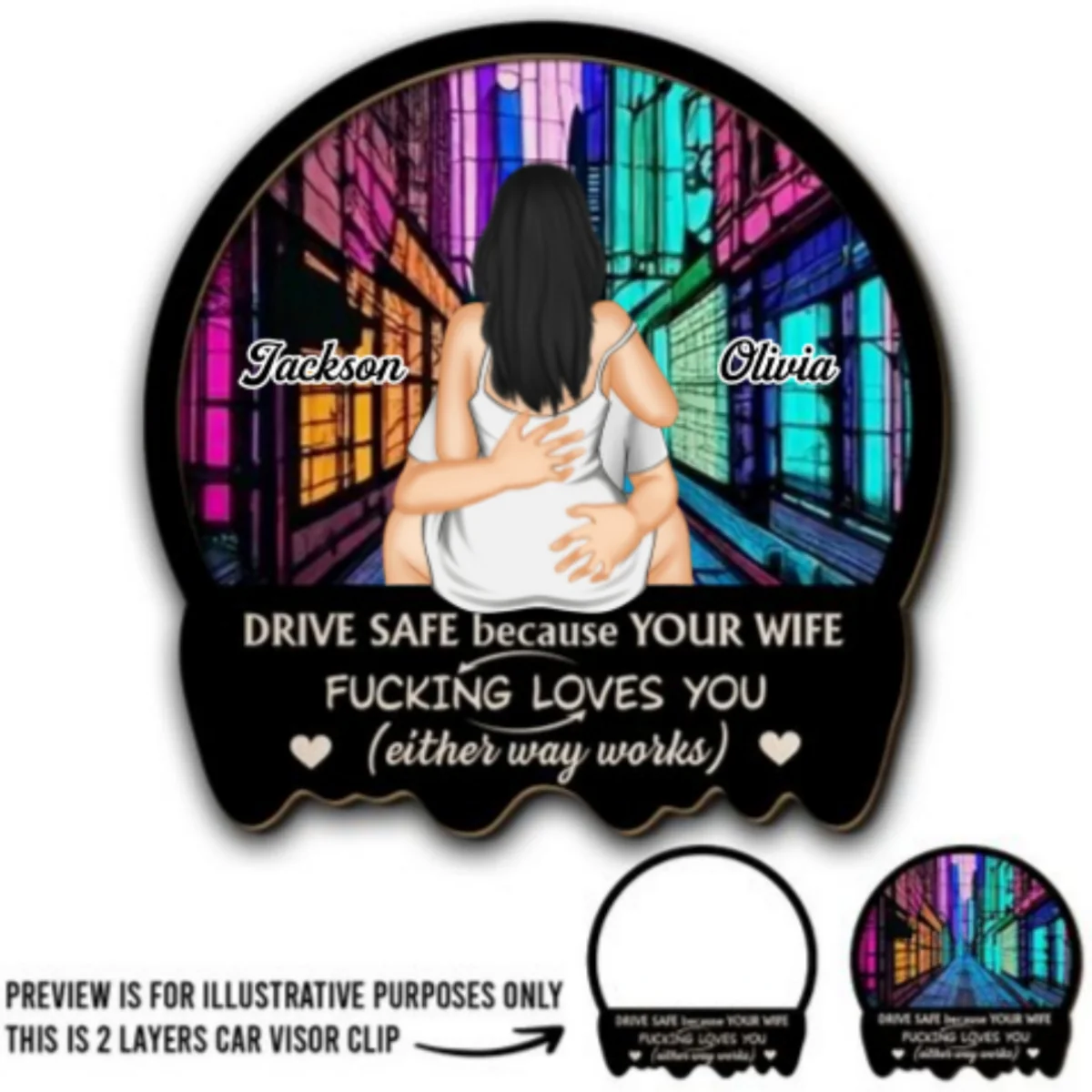 Your Wife Loves You - Personalized Custom Car Visor Clip - Image 5