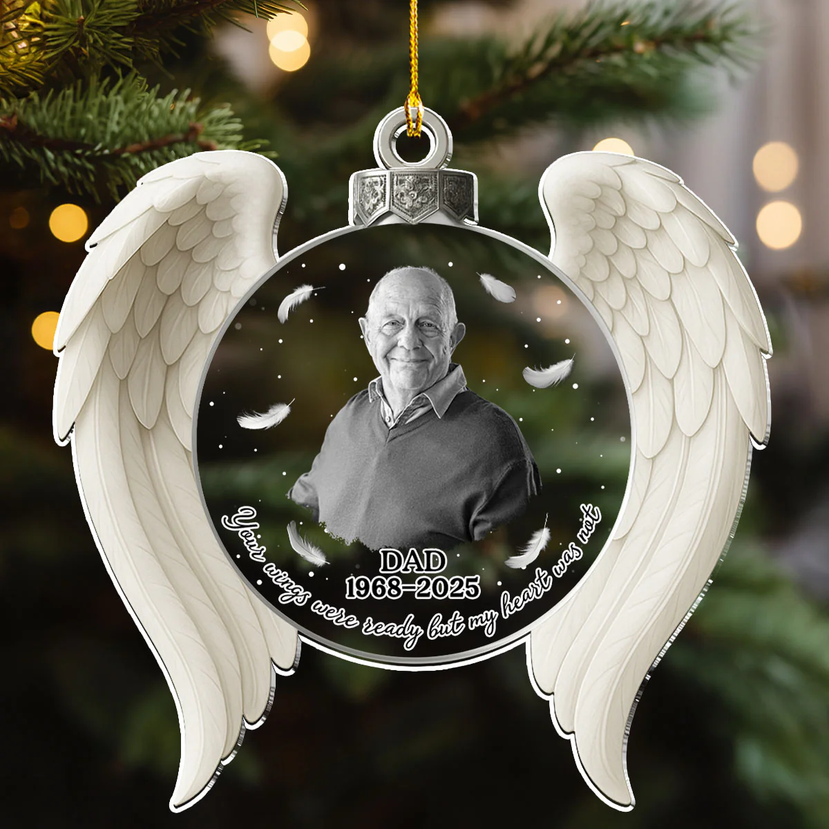 Your Wings Were Ready But My Heart - Personalized Custom Acrylic Ornament - Image 5