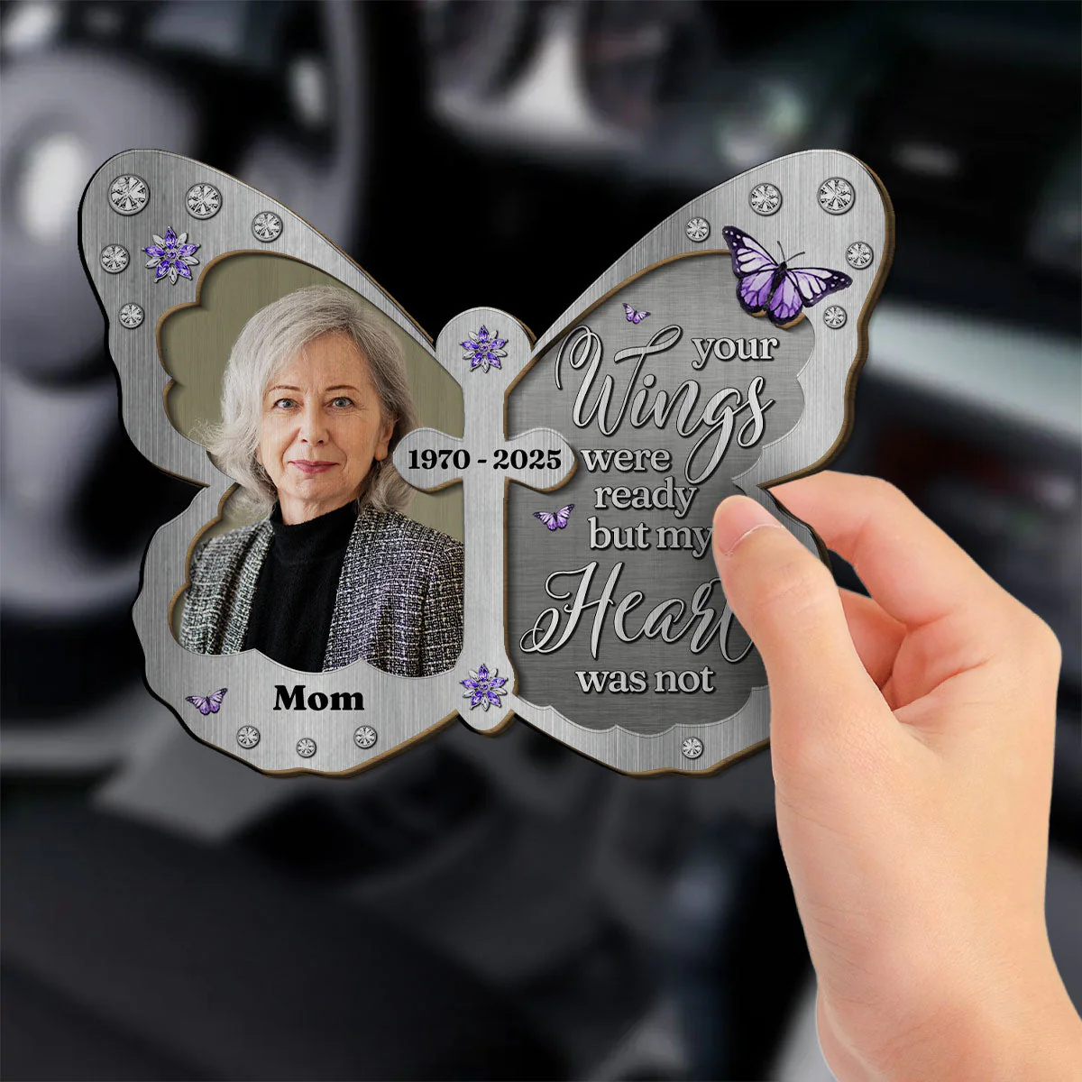 Your Wings Were Ready But My Heart Was Not - Personalized Custom Car Visor Clip - Image 2