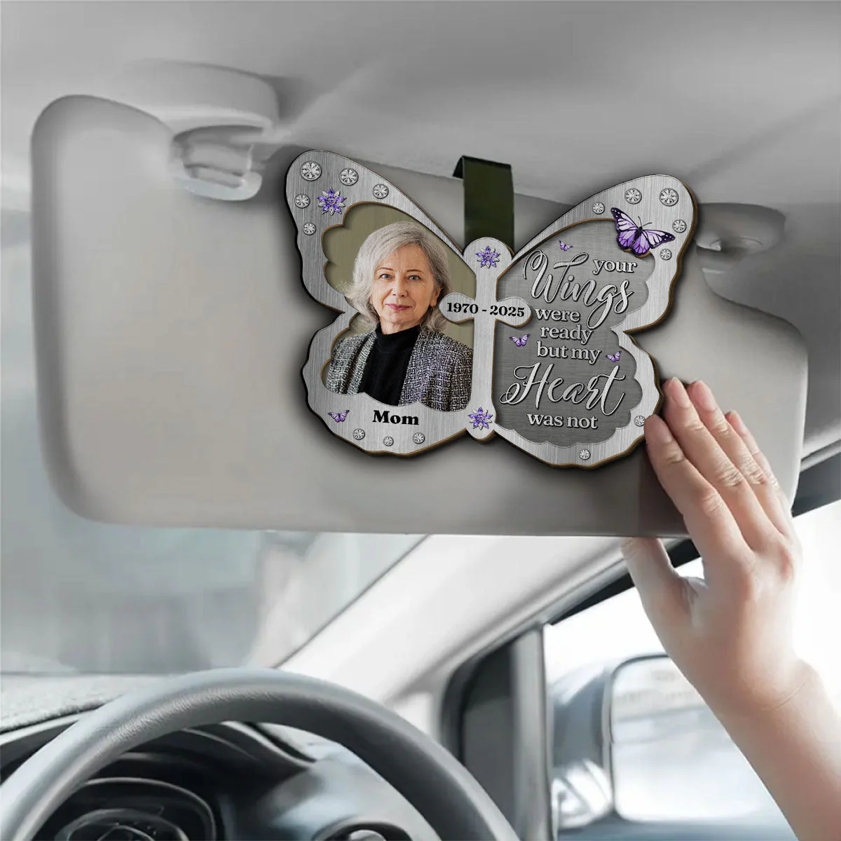 Your Wings Were Ready But My Heart Was Not - Personalized Custom Car Visor Clip - Image 3