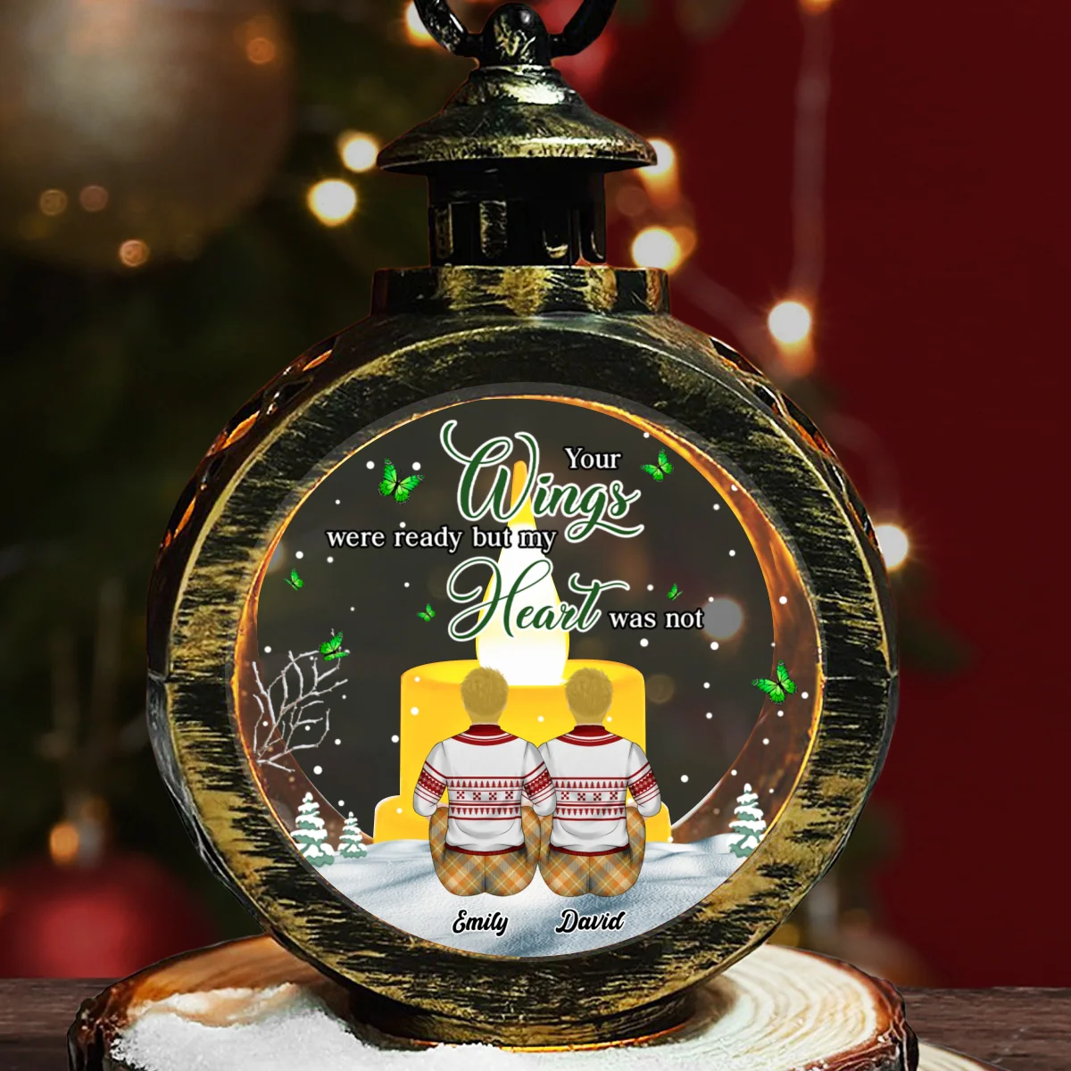 Your Wings Were Ready But My Heart Was Not - Personalized Custom Christmas Lantern - Image 6