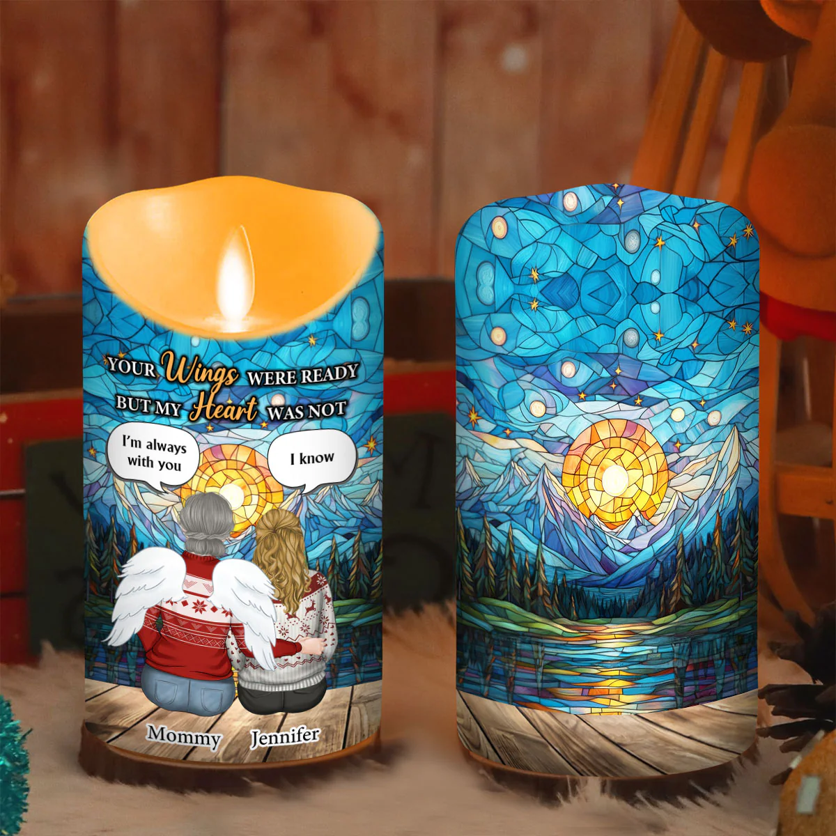 Your Wings Were Ready But My Heart Was Not - Personalized Custom LED Candle - Image 3