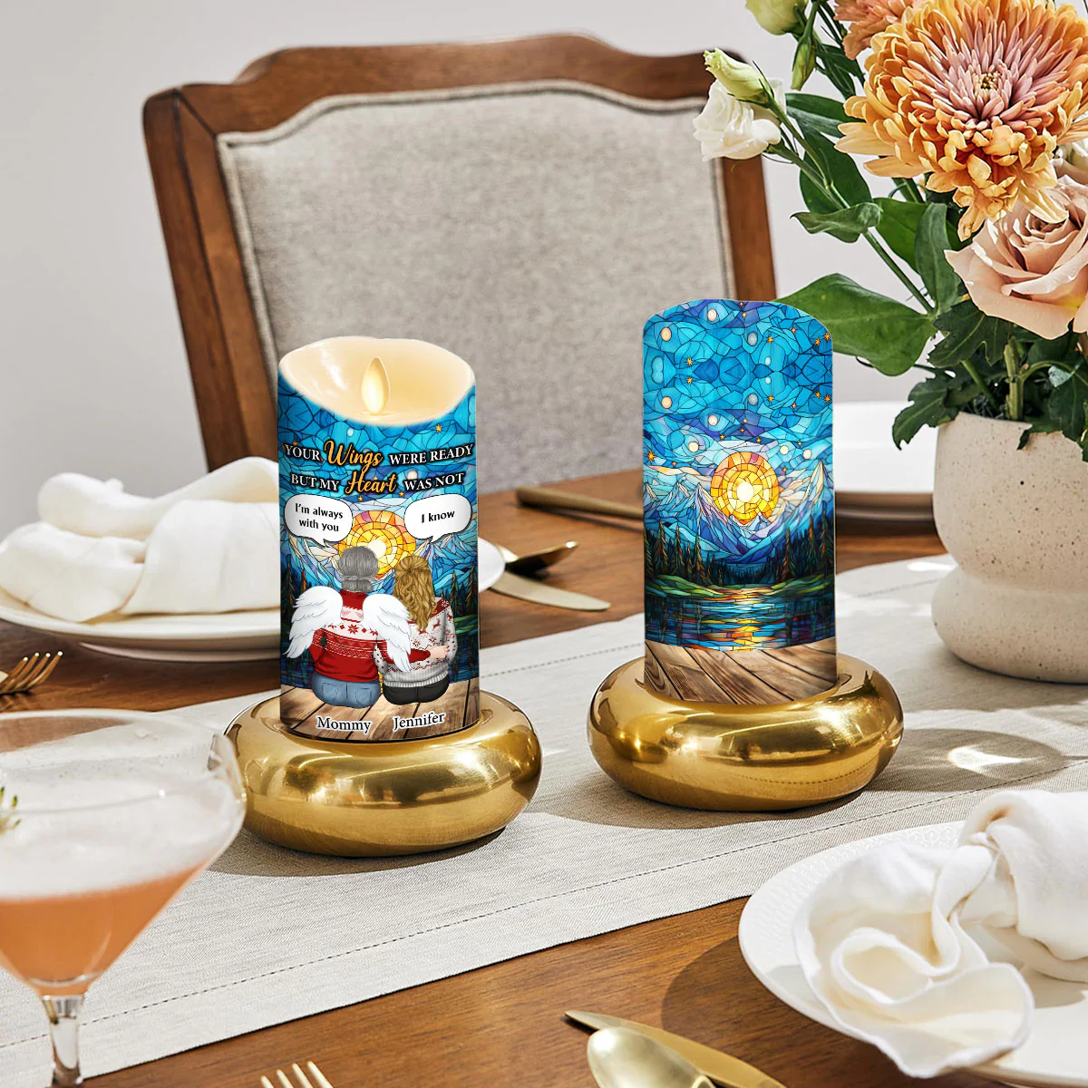 Your Wings Were Ready But My Heart Was Not - Personalized Custom LED Candle - Image 4
