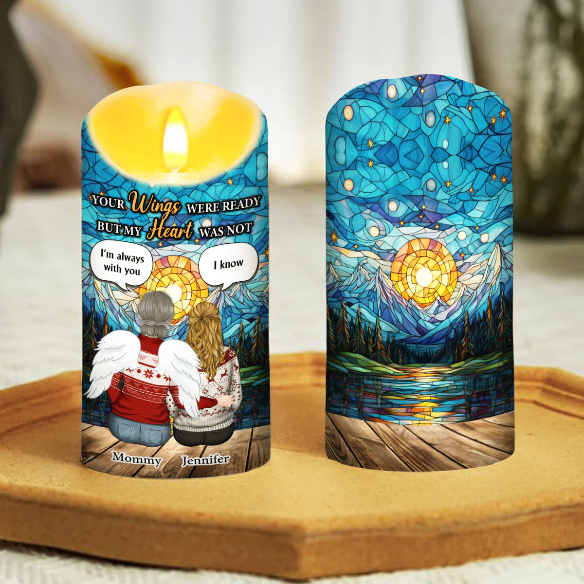 Your Wings Were Ready But My Heart Was Not - Personalized Custom LED Candle - Image 5