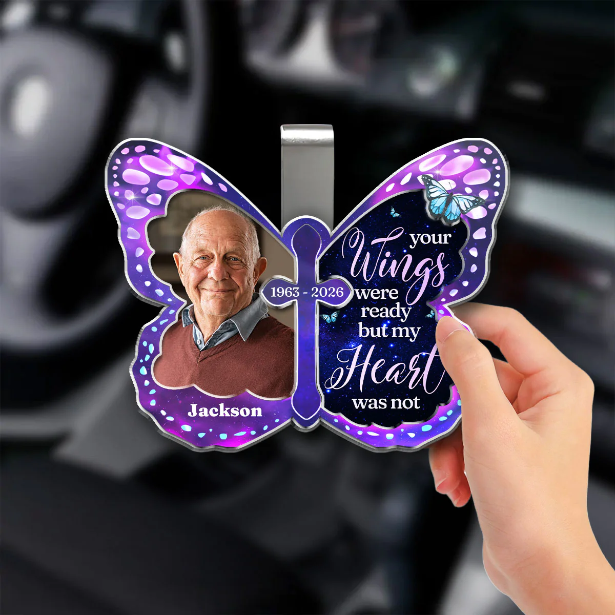 Your Wings Were Ready - Personalized Custom Acrylic Car Visor Clip - Image 2