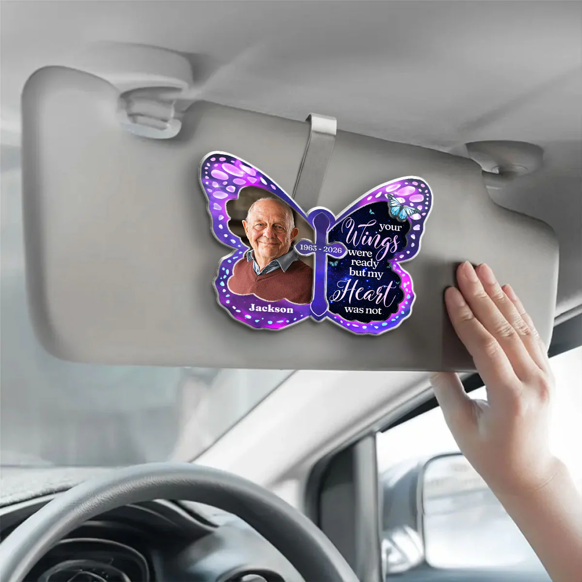 Your Wings Were Ready - Personalized Custom Acrylic Car Visor Clip - Image 3