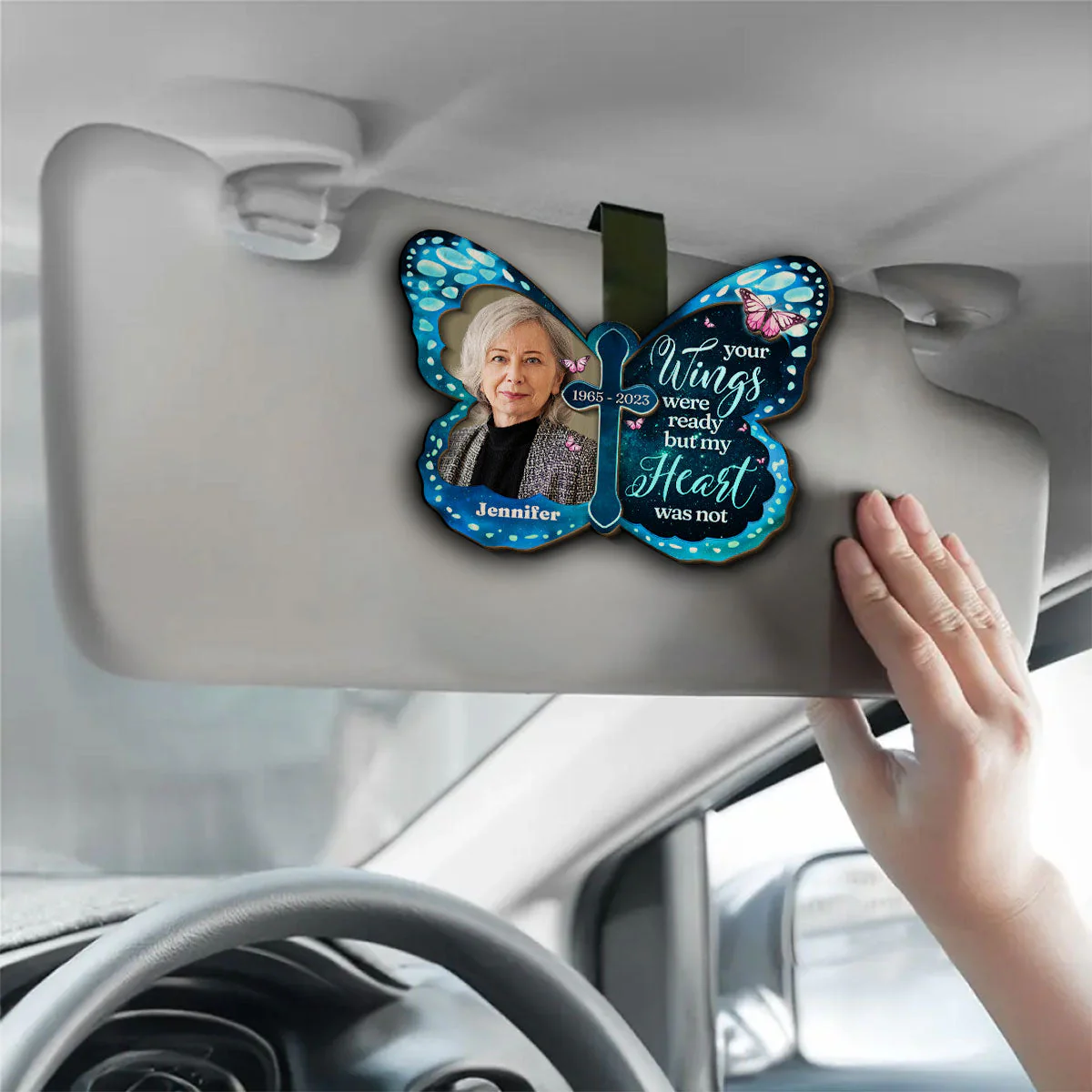 Your Wings Were Ready - Personalized Custom Car Visor Clip - Image 4