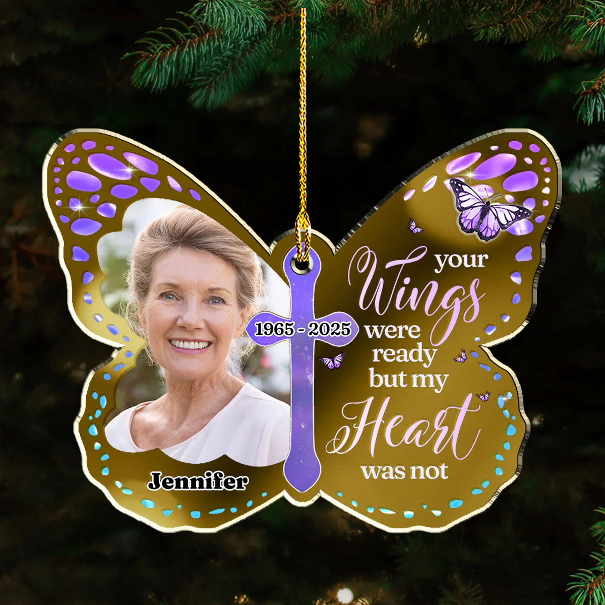 Your Wings Were Ready - Personalized Custom Mirrored Acrylic Ornament - Image 3