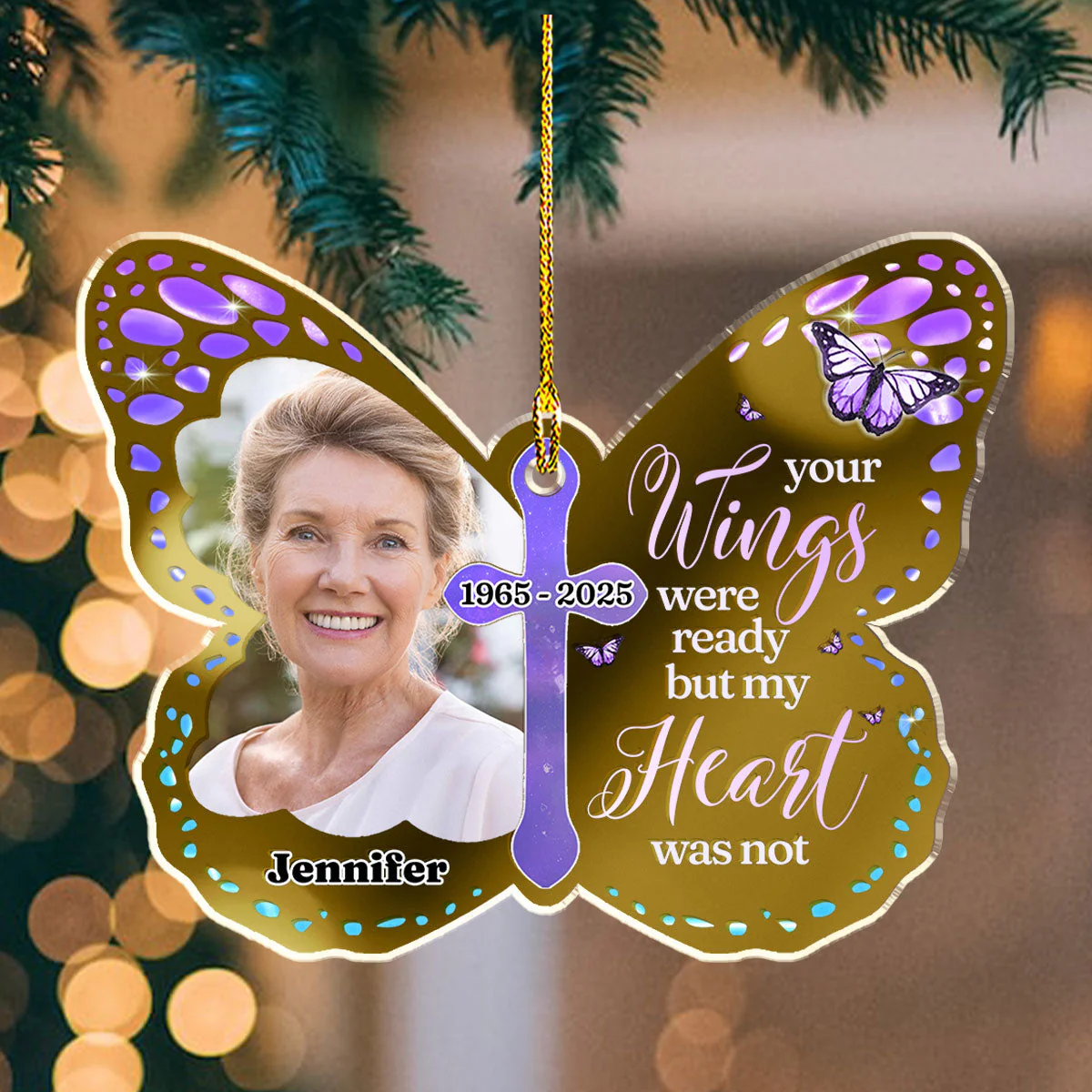 Your Wings Were Ready - Personalized Custom Mirrored Acrylic Ornament - Image 5