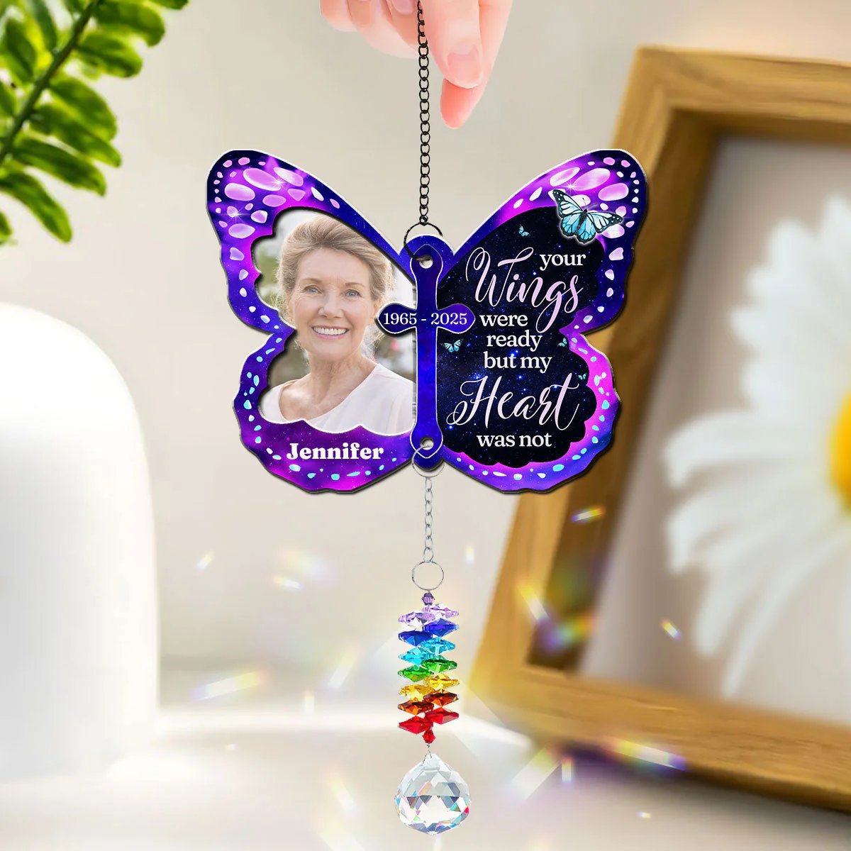 Your Wings Were Ready - Personalized Custom Suncatcher With Crystal Rainbow Charm - Image 2