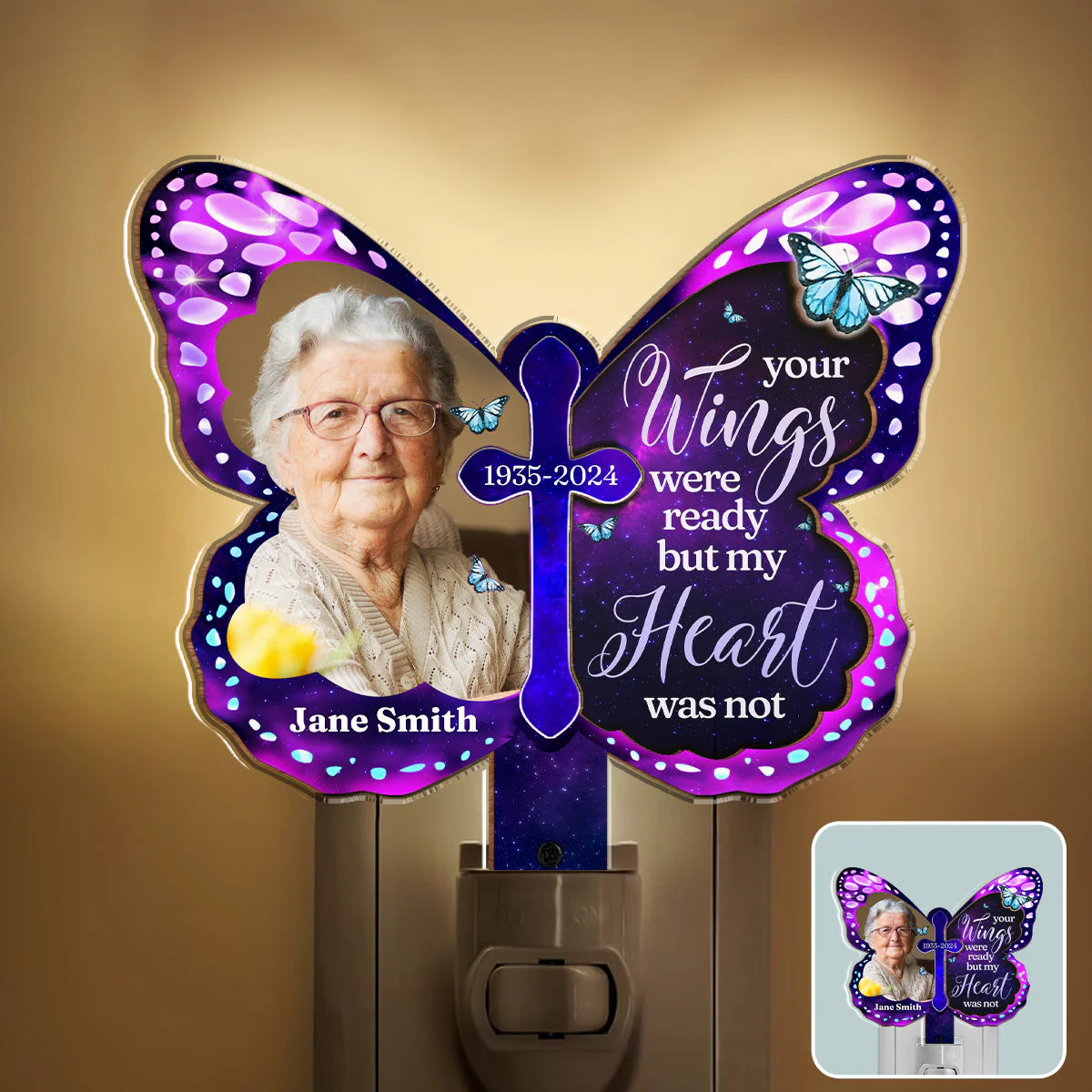 Your Wings Were Ready - Personalized Custom Wood And Acrylic Night Light