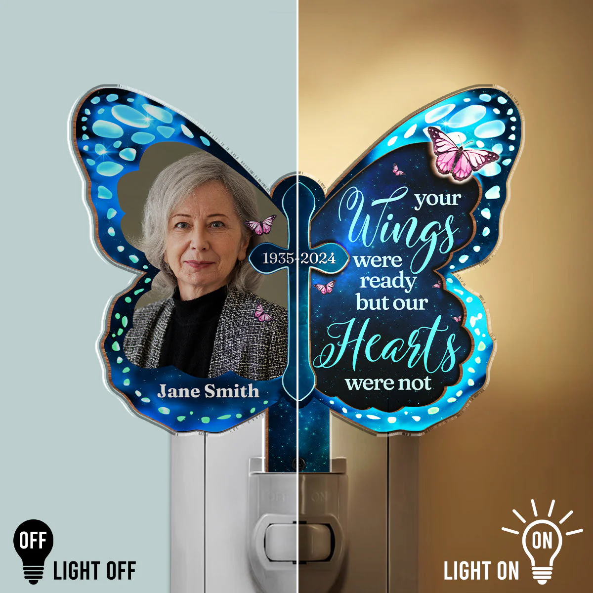 Your Wings Were Ready - Personalized Custom Wood And Acrylic Night Light - Image 3