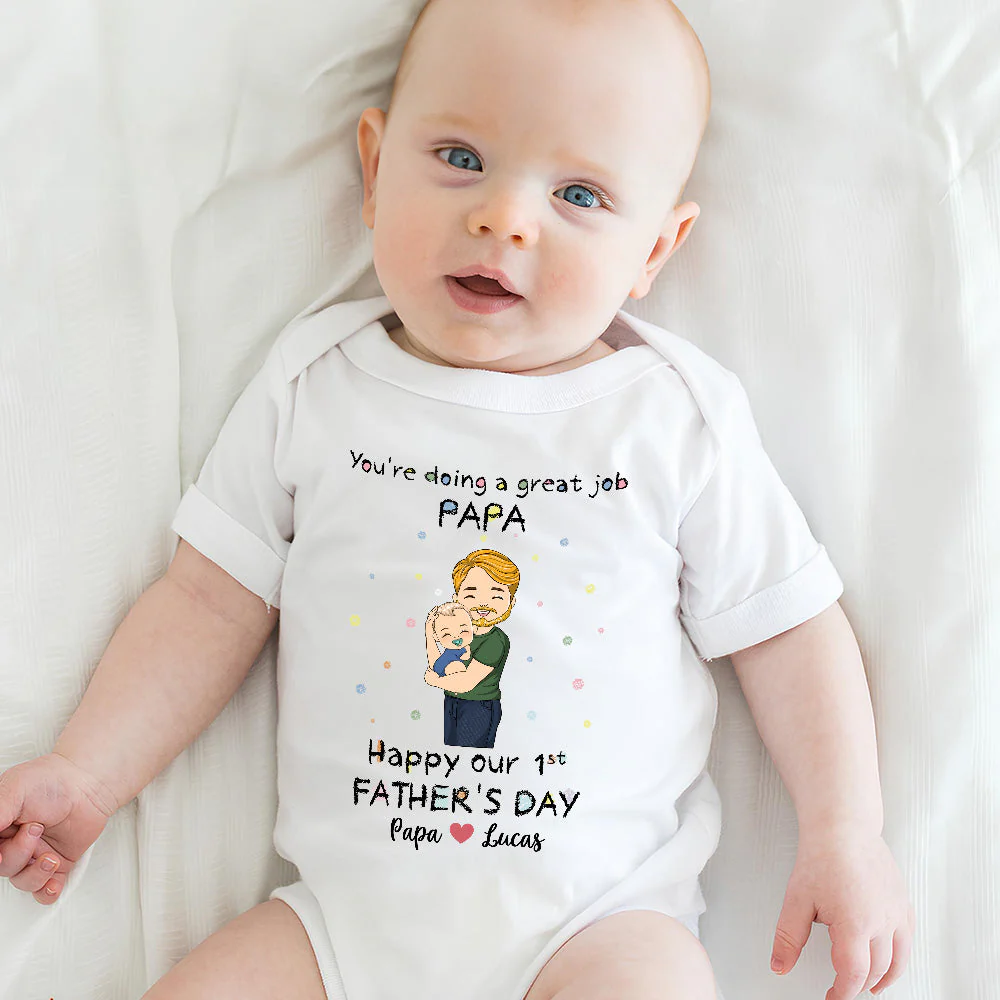 You're Doing A Great Job Dad - Personalized Custom Baby Onesie - Image 3