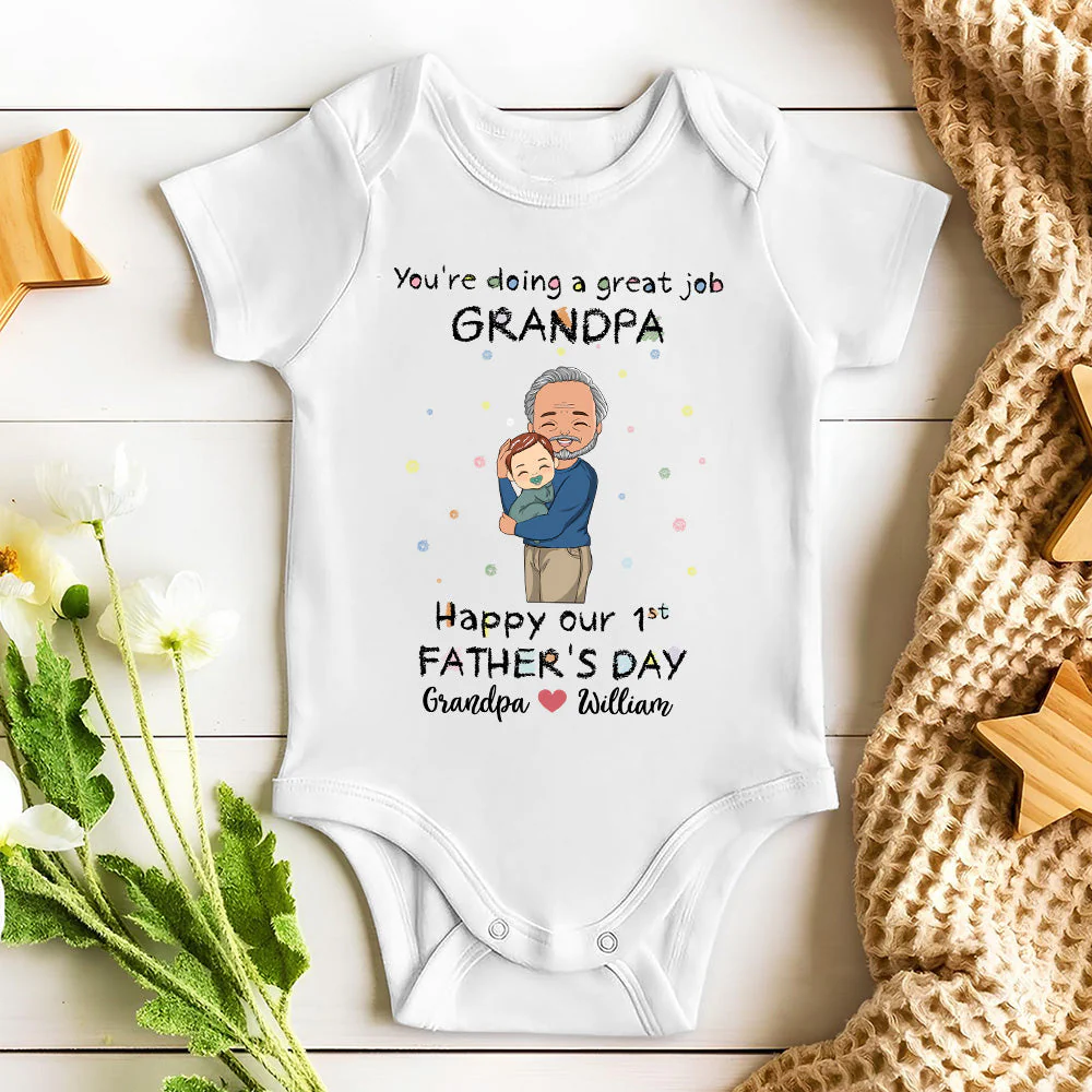 You're Doing A Great Job Dad - Personalized Custom Baby Onesie - Image 5