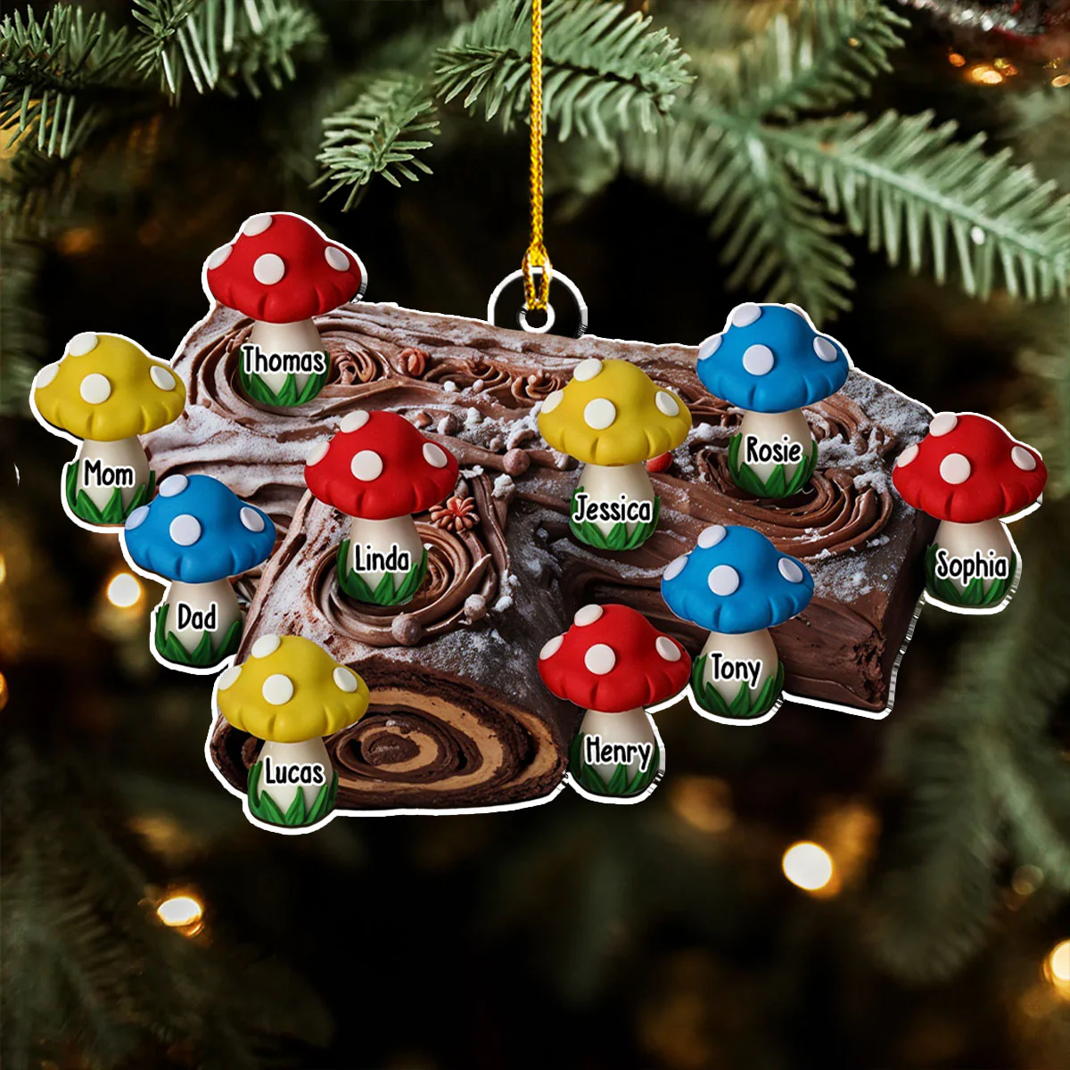 Yule Log Cake Crew - Personalized Custom Acrylic Ornament - Image 2